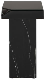 Moderner schwarzer Beistelltisch mit Marmoroptik, Frontalansicht