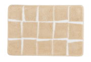 Beige Badteppich mit weißem Karomuster, Draufsicht