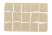 Beige Badteppich mit weißem Karomuster, Draufsicht
