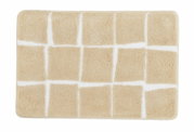 Beige Badteppich mit weißem Karomuster, Draufsicht