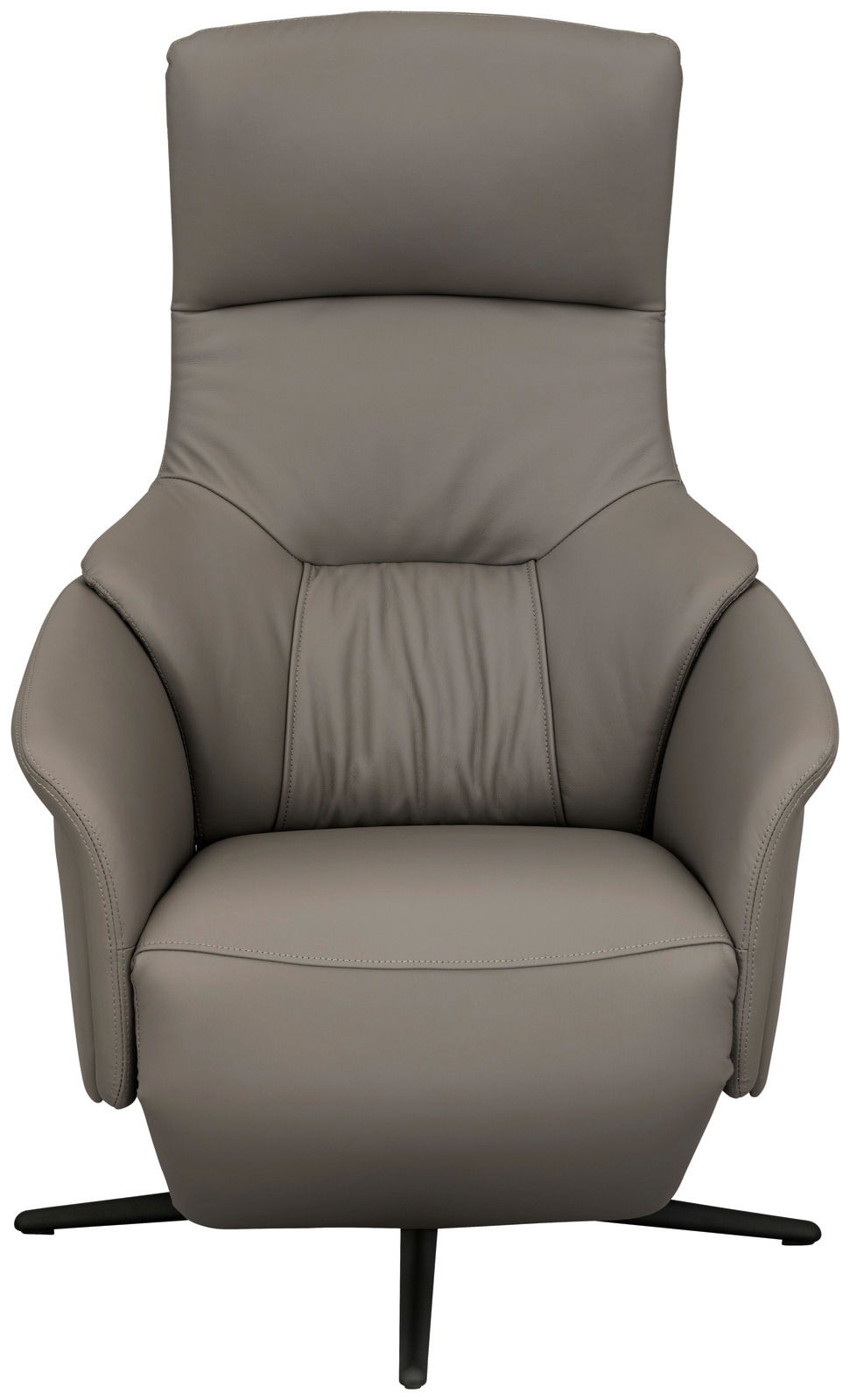 Grauer Relaxsessel aus Leder, Vorderansicht