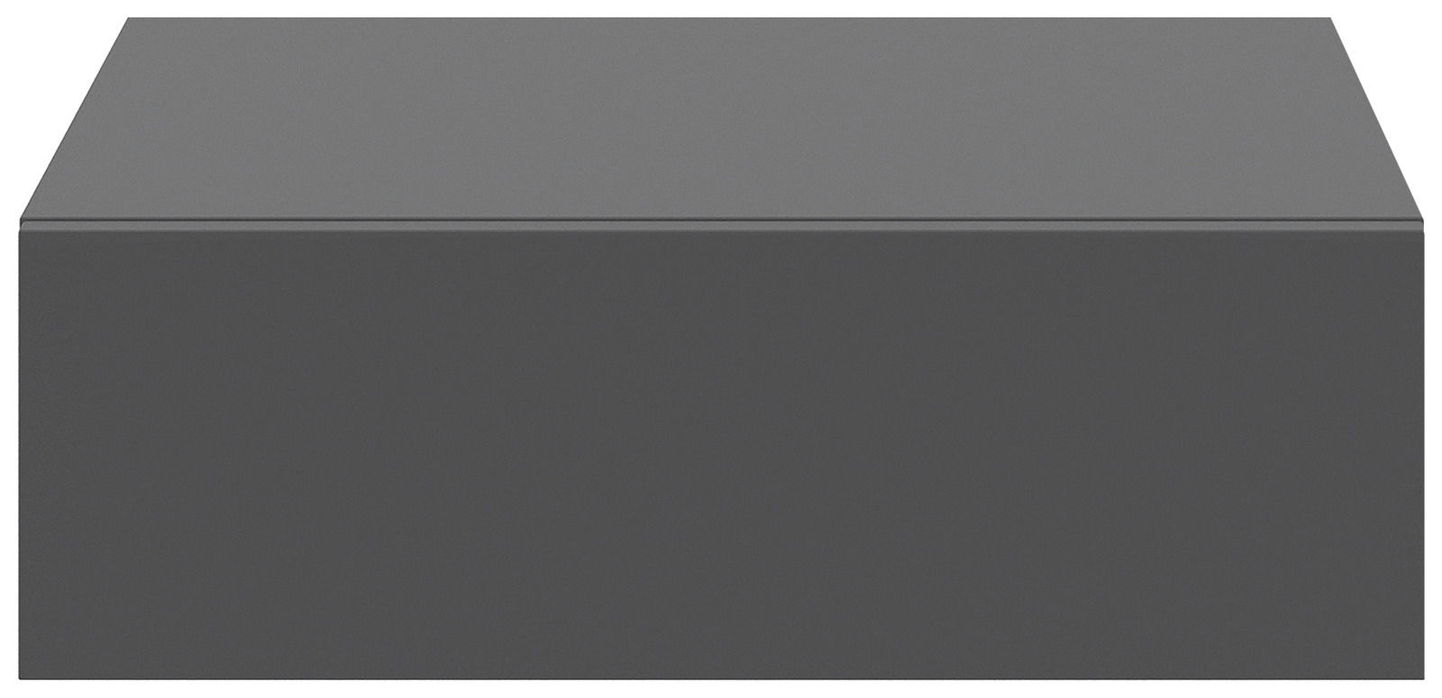 Frontansicht einer modernen, grauen Hängekonsole oder Nachtkonsole mit schlichtem Design.