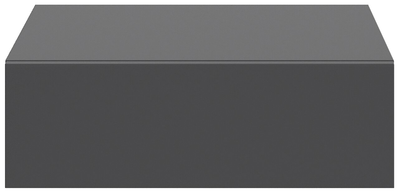 Frontansicht einer modernen, grauen Hängekonsole oder Nachtkonsole mit schlichtem Design.