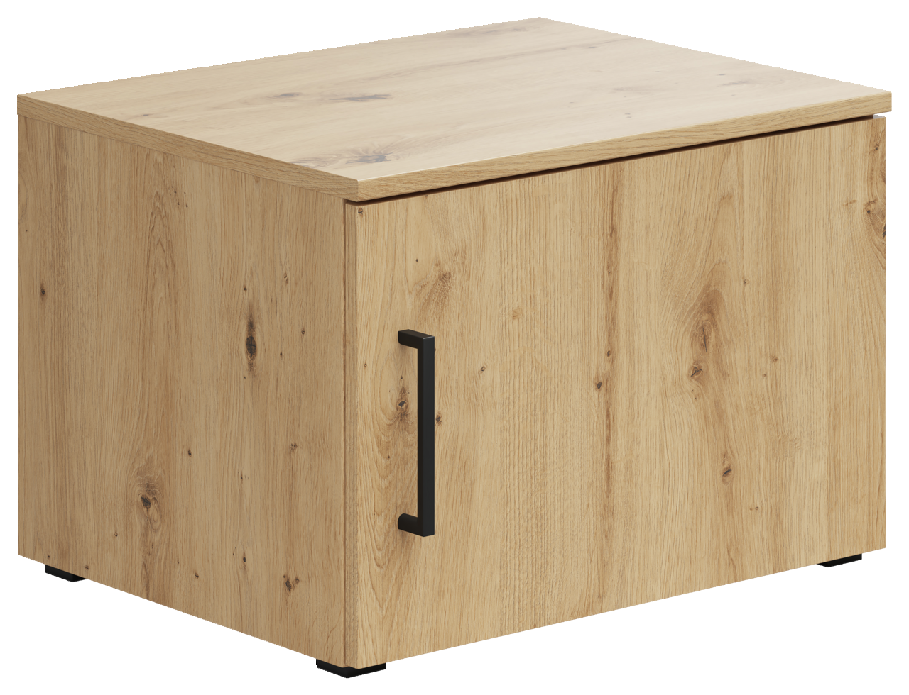 Carryhome Aufsatzschrank MULTISTAURAUM Holzfarbener Aufsatzschrank mit schwarzem Griff, seitliche Perspektive