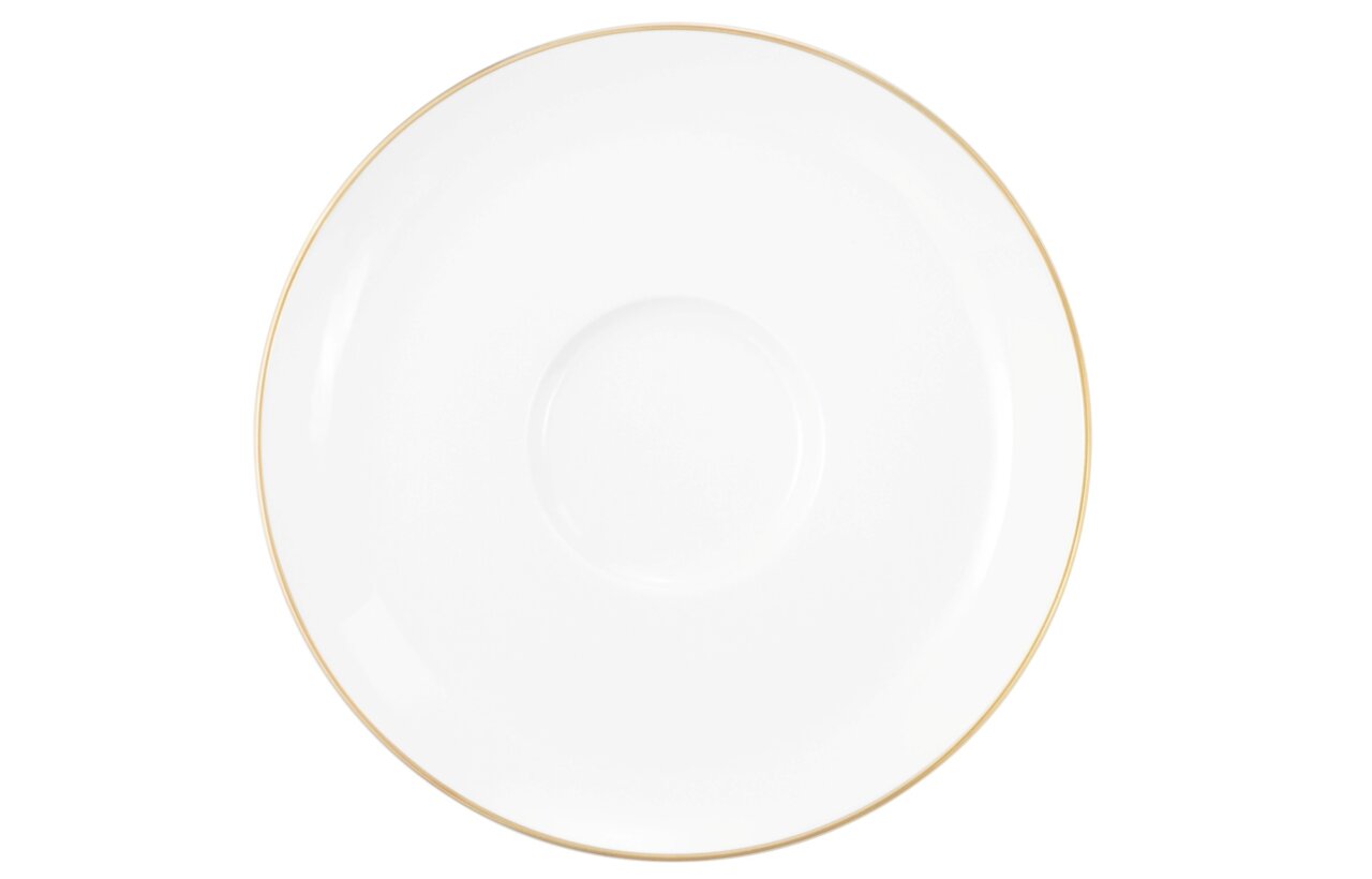 Seltmann Weiden Untertasse LIBERTY GOLDRAND Weiße Kombi-Untertasse mit goldener Umrandung, Draufsicht