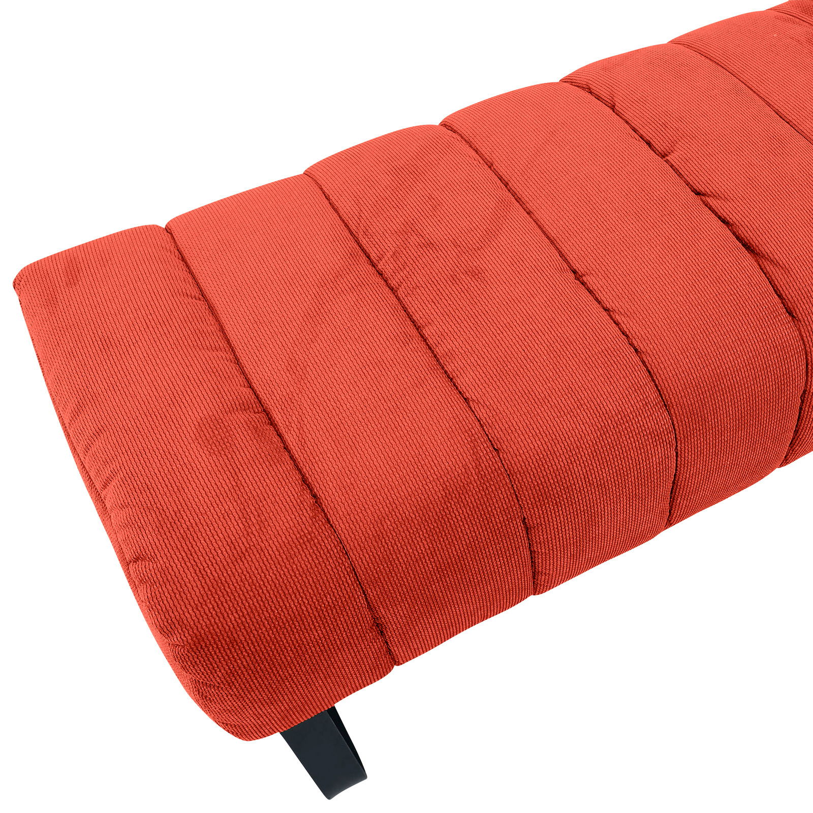Novel 2er-Sitzbank LAILA Rote 2er-Sitzbank aus Stoff mit gestepptem Design, seitliche Perspektive