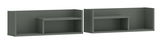 Zwei graue Wandboards im Set, frontal abgebildet, mit jeweils einem kleineren Regalbrett in der Mitte.