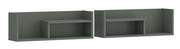Zwei graue Wandboards im Set, frontal abgebildet, mit jeweils einem kleineren Regalbrett in der Mitte.