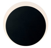 Runde, schwarze LED-Wandleuchte mit weißem Rand, Draufsicht