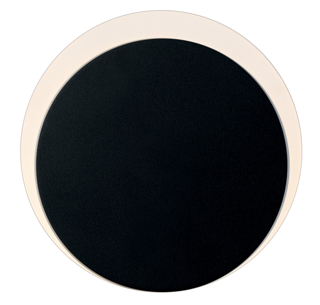 Hell LED-wandlamp SUN SUN Ronde, zwarte led-wandlamp met witte rand, bovenaanzicht