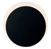 Ronde, zwarte led-wandlamp met witte rand, bovenaanzicht