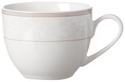 Weiße Espressotasse Isabella 90ml mit elegantem Reliefmuster, seitliche Perspektive