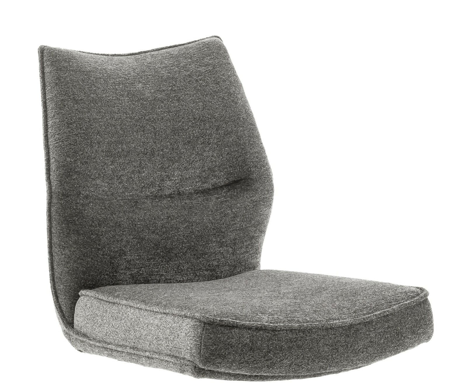 Grauer, moderner Stuhl ohne Beine, seitliche Perspektive