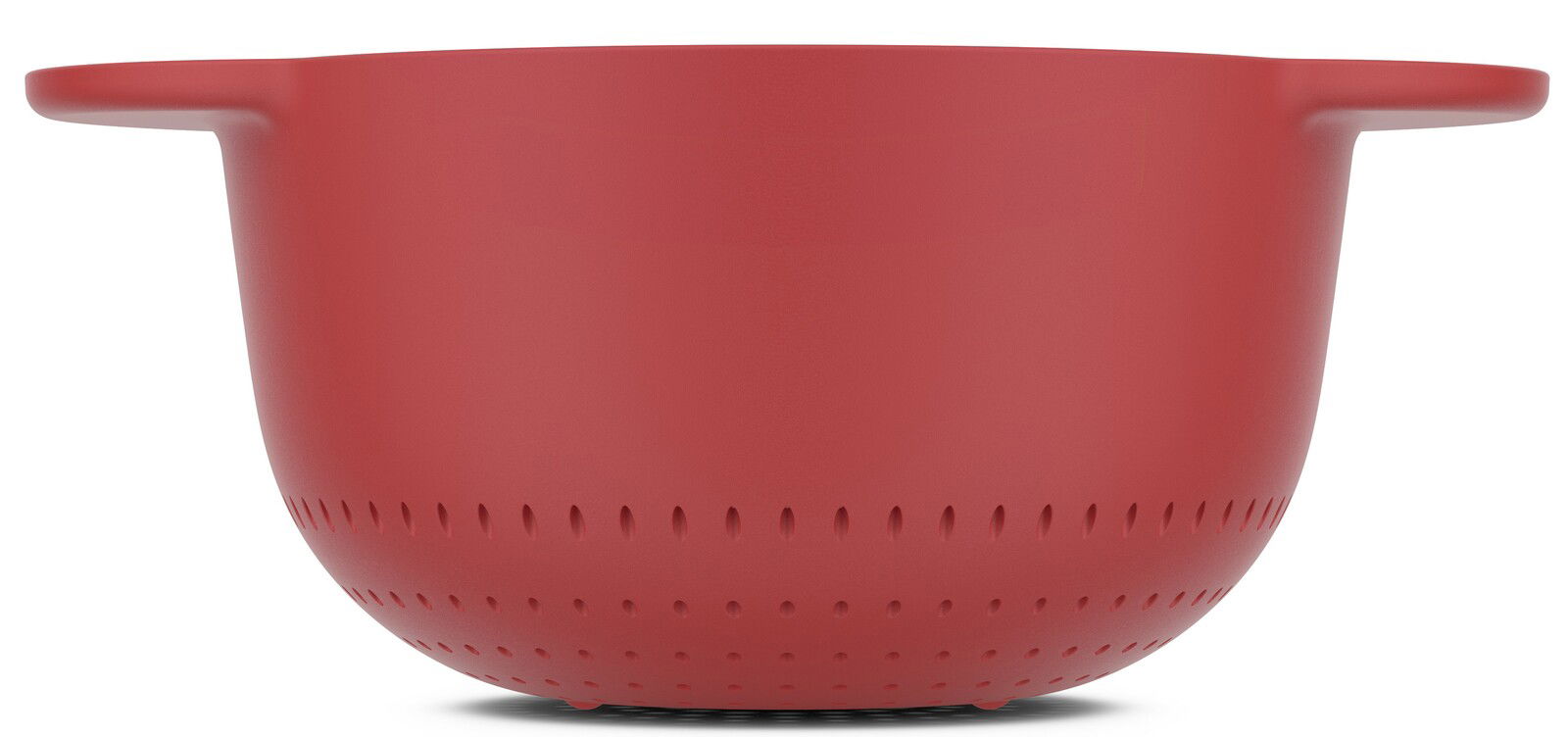 Roter Seiher mit seitlichen Griffen, Vorderansicht