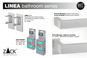 ZACK LINEA Badezimmer-Serie: Wandhalterung Set/2 für Klebemontage aus matt gebürstetem Edelstahl (Art. 40396) mit ZACK MOUNT Kleber, gezeigt in frontaler Produktansicht sowie Detailansicht aus seitlicher Perspektive