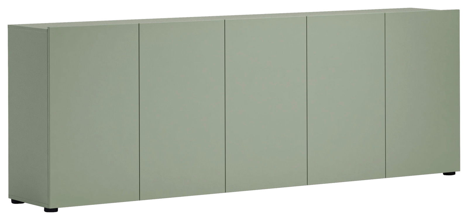 XORA XL-Sideboard MISTER LORD Grünes XL-Sideboard mit fünf Türen, seitliche Perspektive