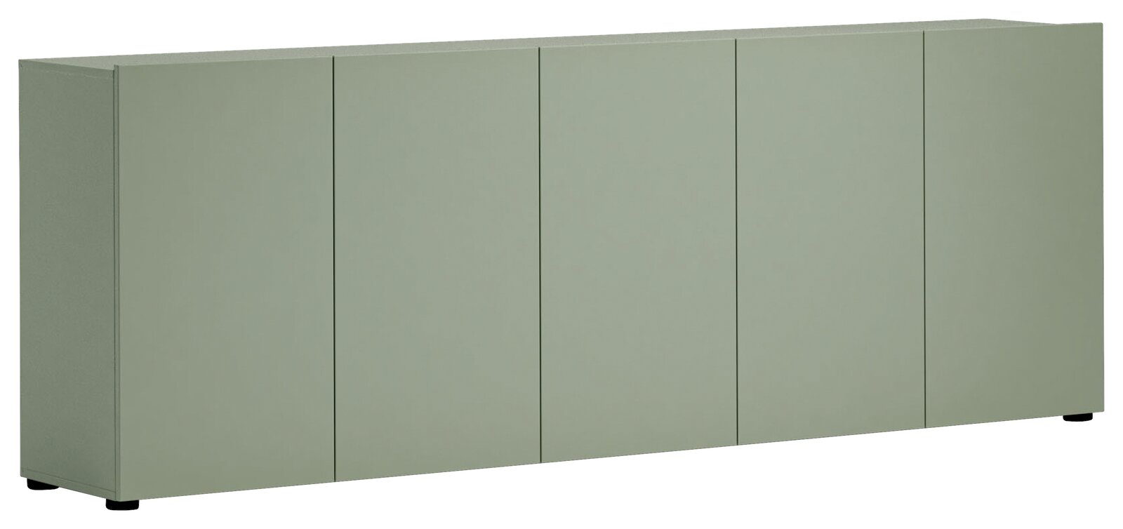 XORA XL-Sideboard MISTER LORD Grünes XL-Sideboard mit fünf Türen, seitliche Perspektive