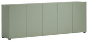 Grünes XL-Sideboard mit fünf Türen, seitliche Perspektive