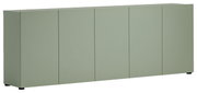 Grünes XL-Sideboard mit fünf Türen, seitliche Perspektive