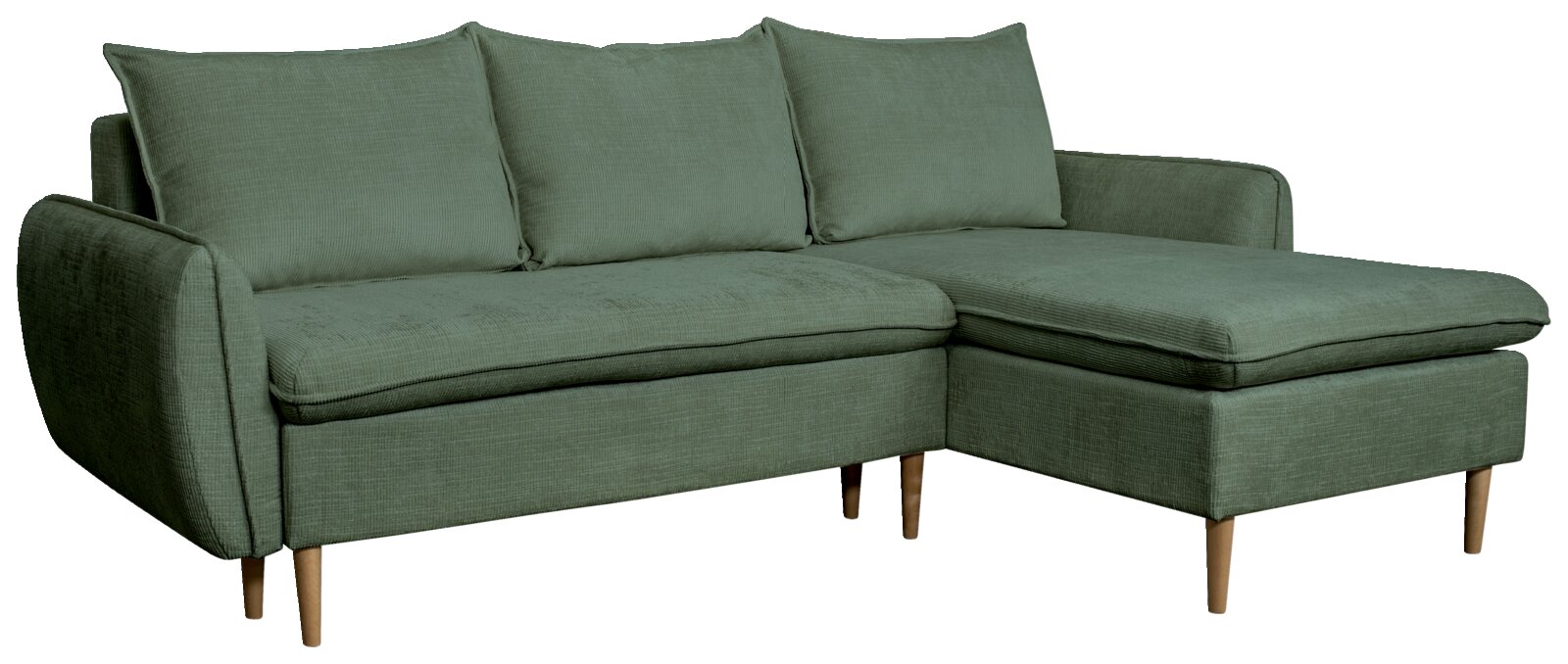 Z2 Ecksofa TOLEDO Grünes Ecksofa mit Holzbeinen, Perspektive von vorne links