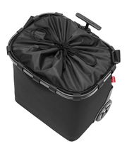 Schwarzer Carrycruiser mit Rahmen und Rädern, von oben betrachtet, mit Kordelzugverschluss.