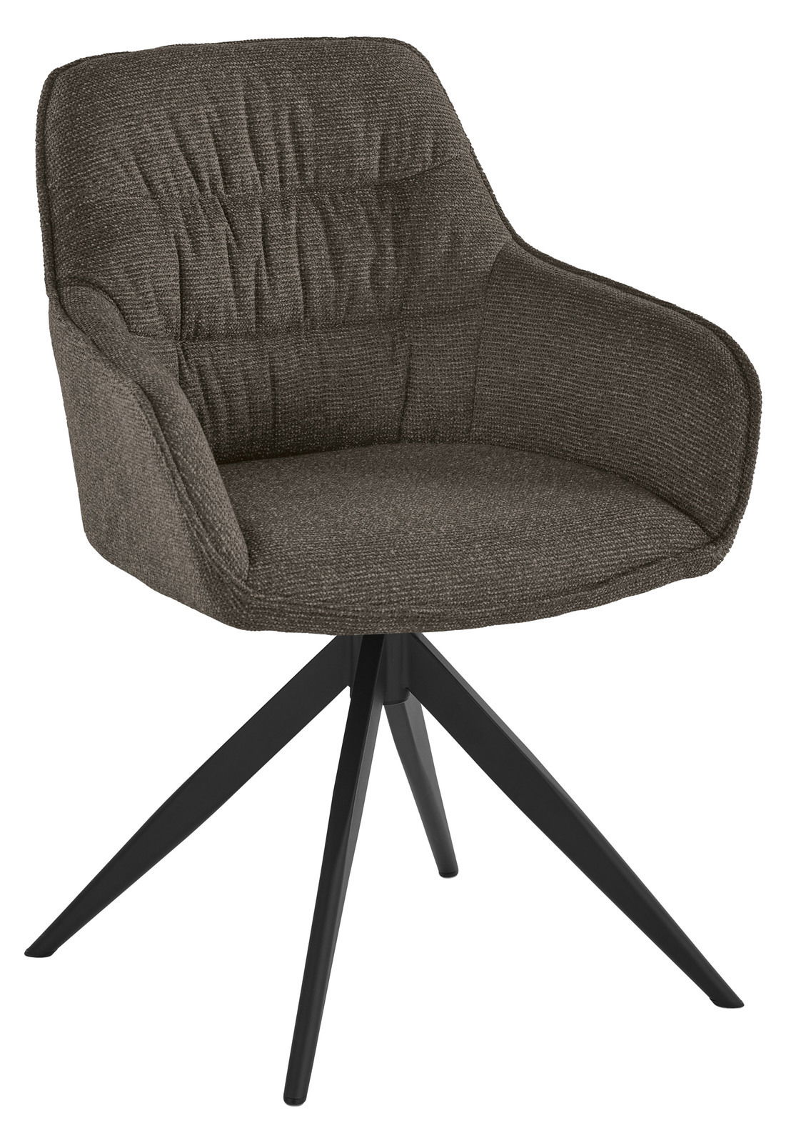 Musterring Armlehnstuhl MR XE 01 Grauer Armlehnstuhl mit gepolsterter Sitzfläche und schwarzem Metallgestell, seitliche Perspektive