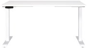 Weißer E-Schreibtisch mit rechteckiger Tischplatte und höhenverstellbaren Beinen, frontal betrachtet.