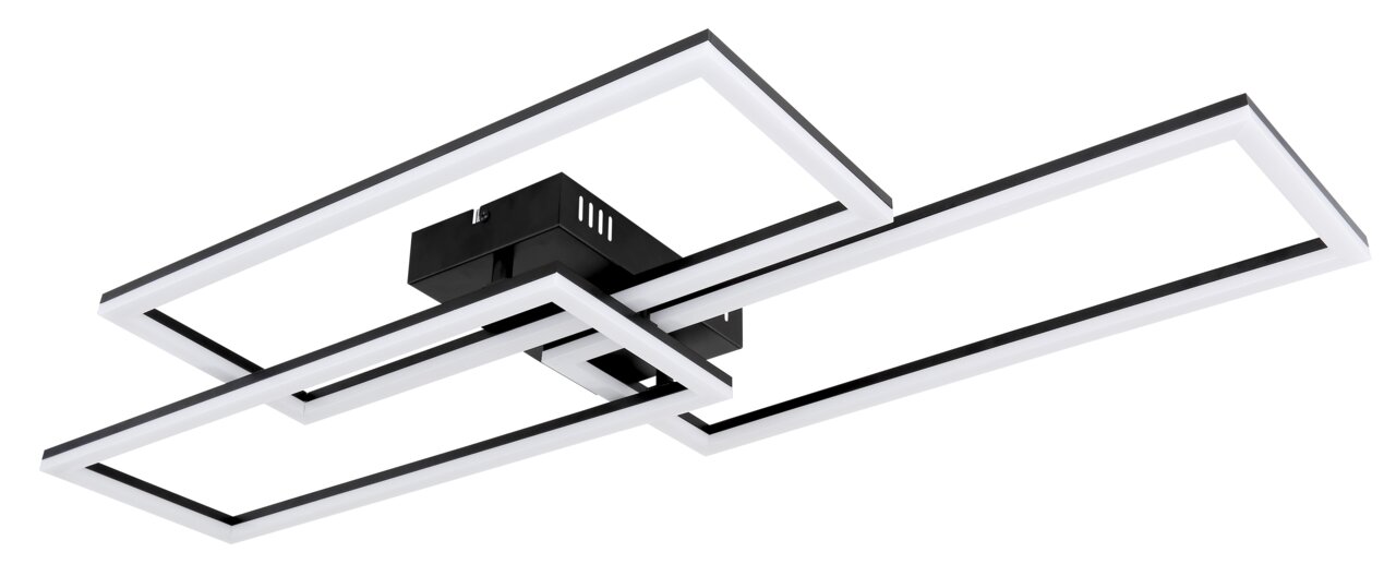 Moderne Deckenleuchte mit rechteckigen Rahmen, seitliche Perspektive