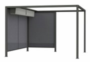 Moderne Ranotex-zonnescherm van metaal met zijdelings zicht, ideaal voor buitengebruik.