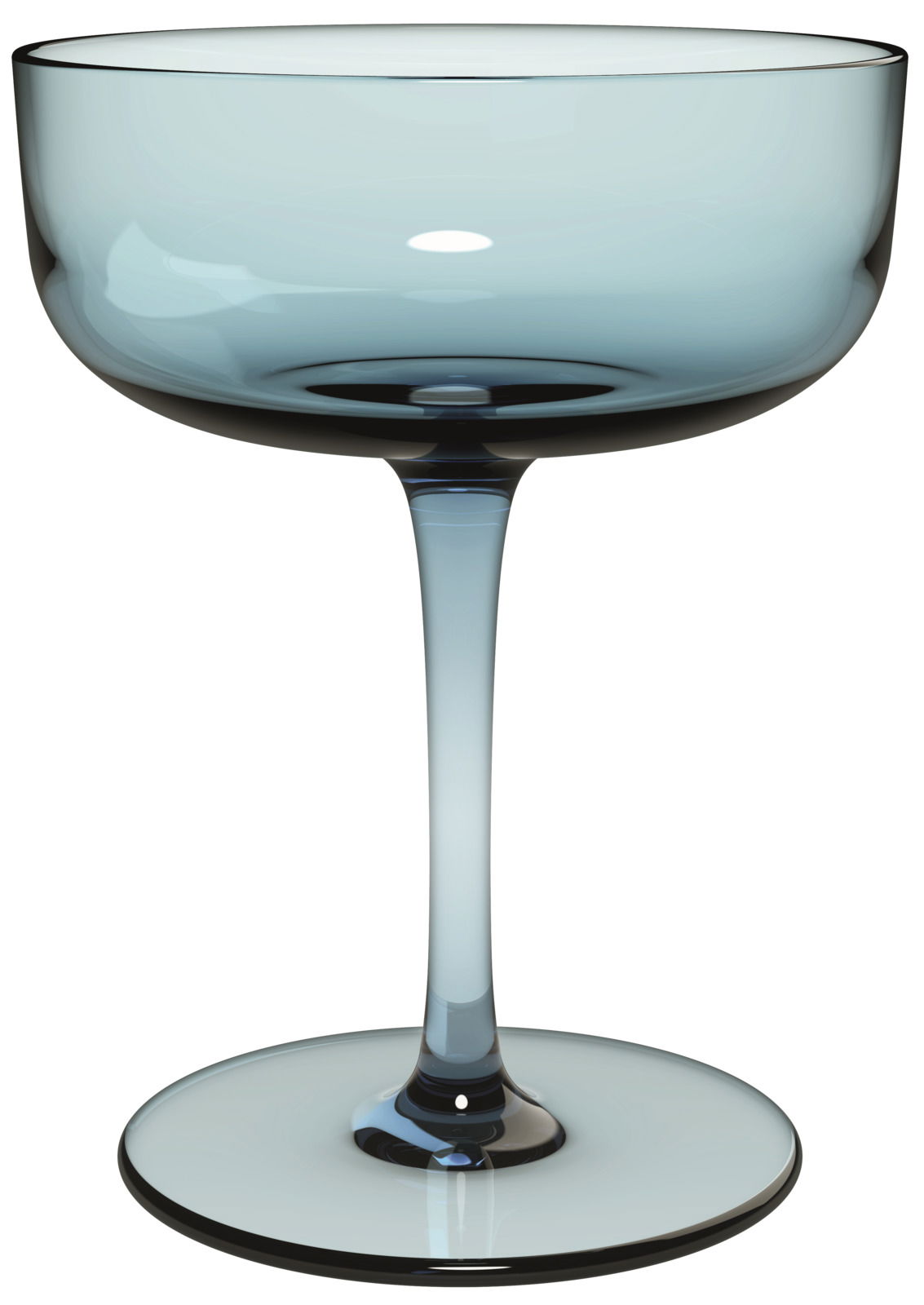 Elegante Sektschale aus Glas in seitlicher Perspektive, ideal für Desserts oder Sekt.