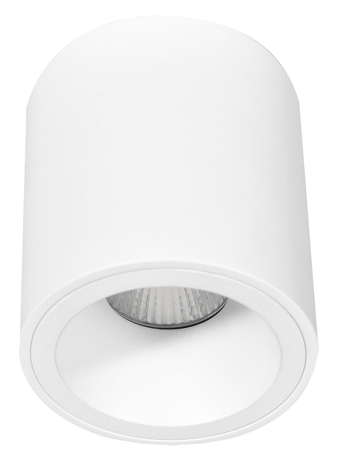 Witte cilindrische inbouwspot Fabas Luce GUAMO, aanzicht van onderaf