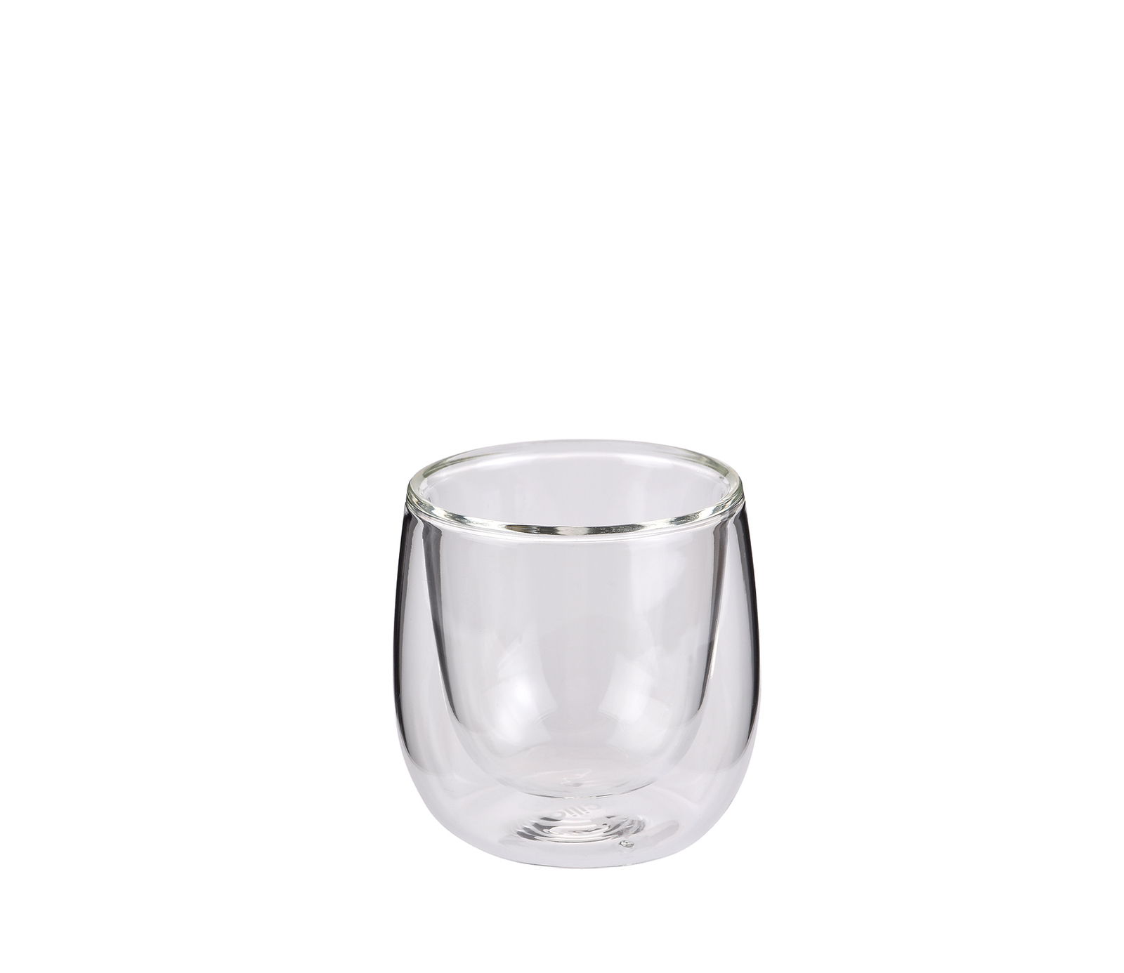 Transparentes Espressoglas mit 80ml Fassungsvermögen, seitliche Perspektive