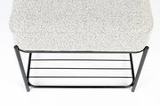 Hocker mit grauer, texturierter Sitzfläche und schwarzem Metallgestell, Ansicht von oben