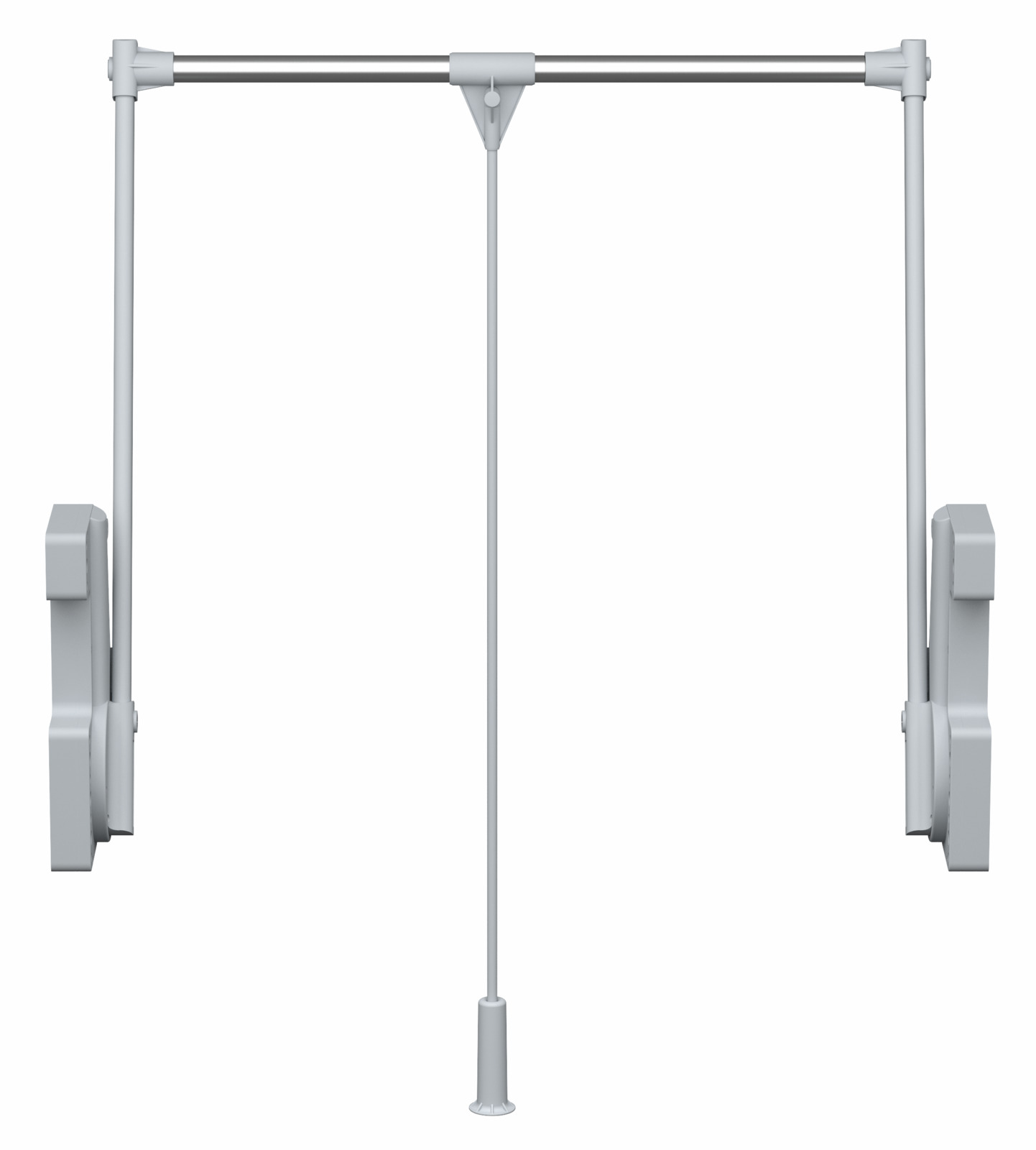 Frontale Ansicht eines Kleiderlifts mit ausziehbarer Stange und Griff.