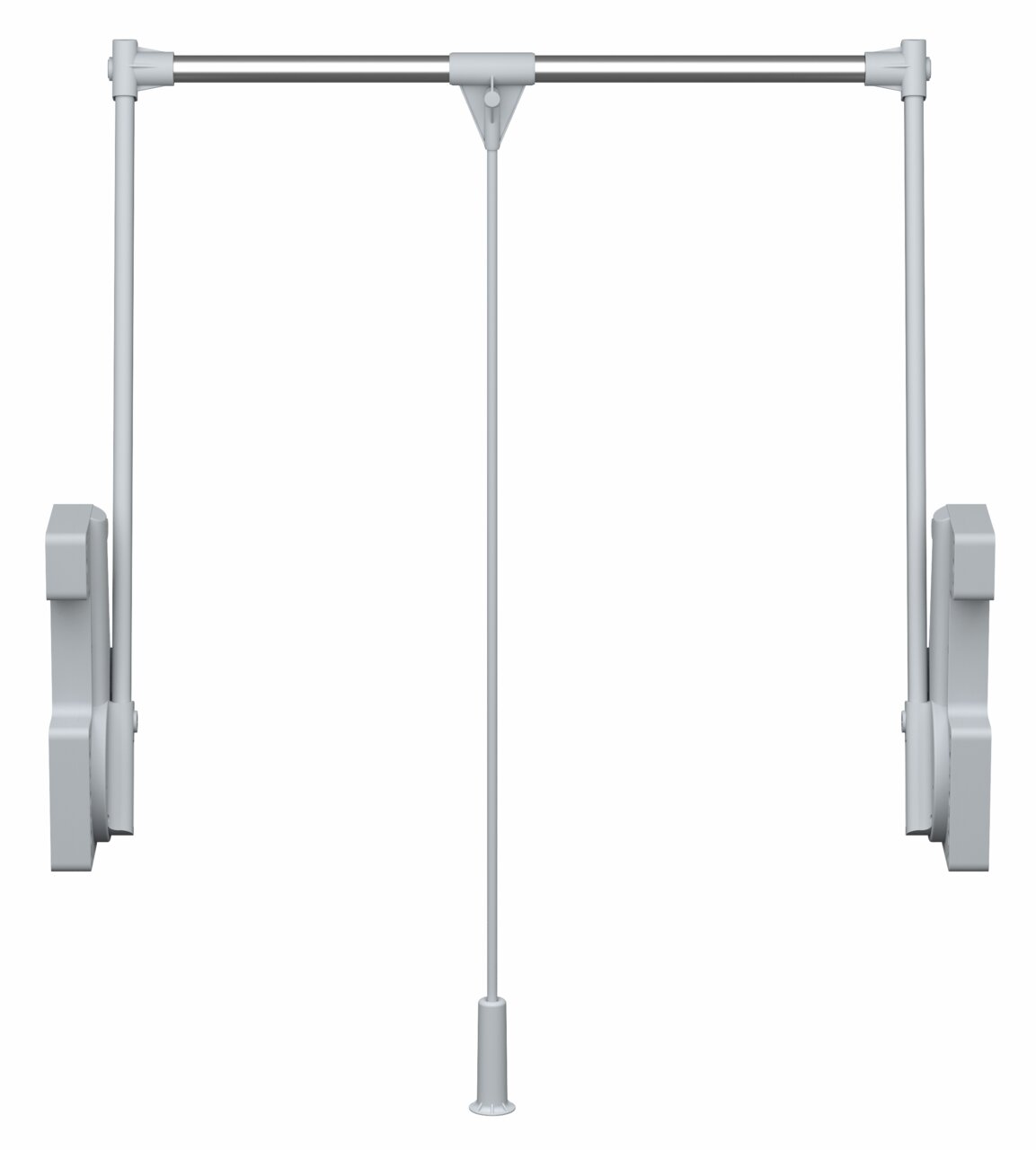 Frontale Ansicht eines Kleiderlifts mit ausziehbarer Stange und Griff.