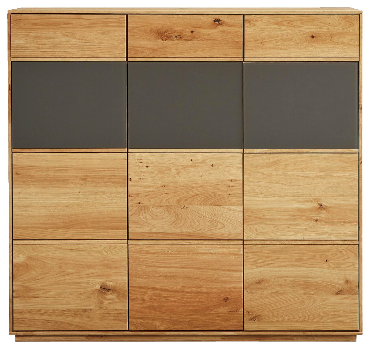 Moderne houten schoenenkast met donkere accenten, vooraanzicht