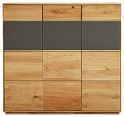 Moderner Schuhschrank aus Holz mit dunklen Akzenten, Frontalansicht