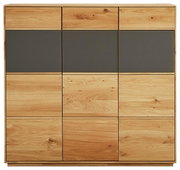 Moderner Schuhschrank aus Holz mit dunklen Akzenten, Frontalansicht