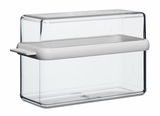 Transparente Knäckebrotbox Stora mit weißem Deckel, seitliche Perspektive
