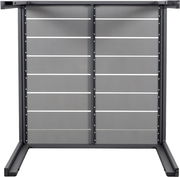 Gartentisch 80x80 aus Metall mit horizontalen Streben, seitliche Perspektive