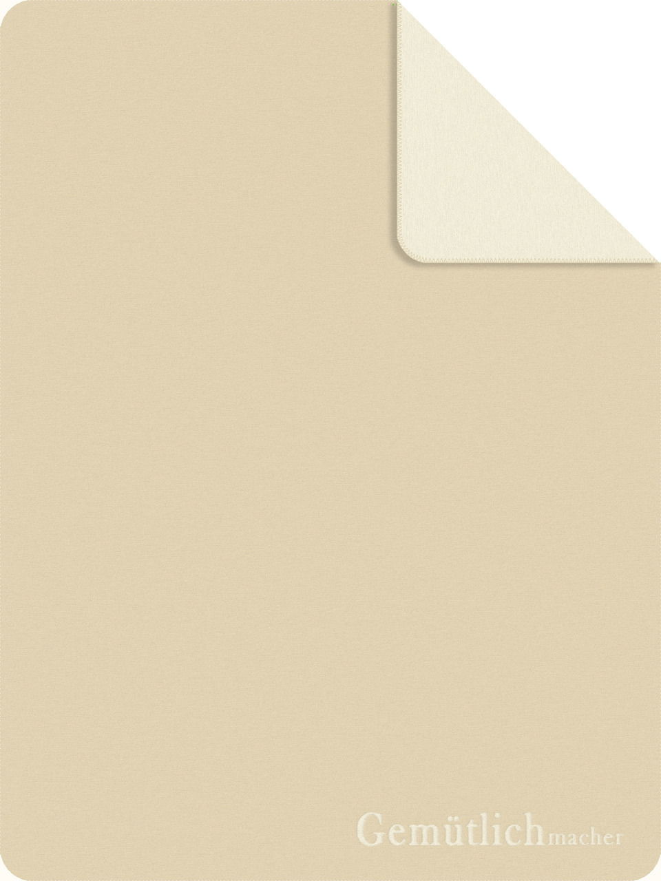 Beige Jacquard Wohndecke mit umgeschlagener Ecke, Aufsicht