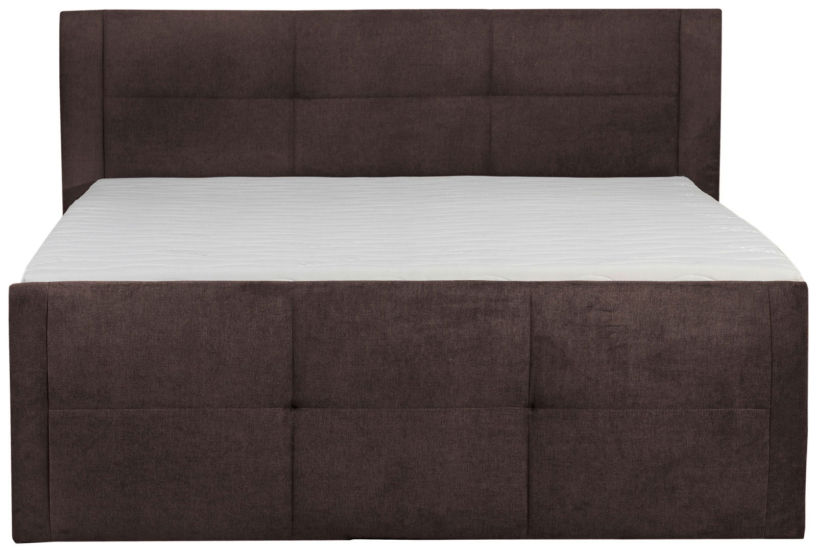 Boxspringbett 160 in braunem Stoff, Vorderansicht