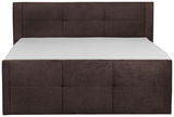 Boxspringbett 160 in braunem Stoff, Vorderansicht