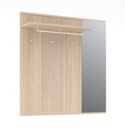 Garderoben-Set in heller Holzoptik mit Spiegel, Haken und Ablage, Frontalansicht