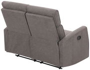 Rückansicht eines grauen 2-Sitzer Sofas mit verstellbaren Rückenlehnen.