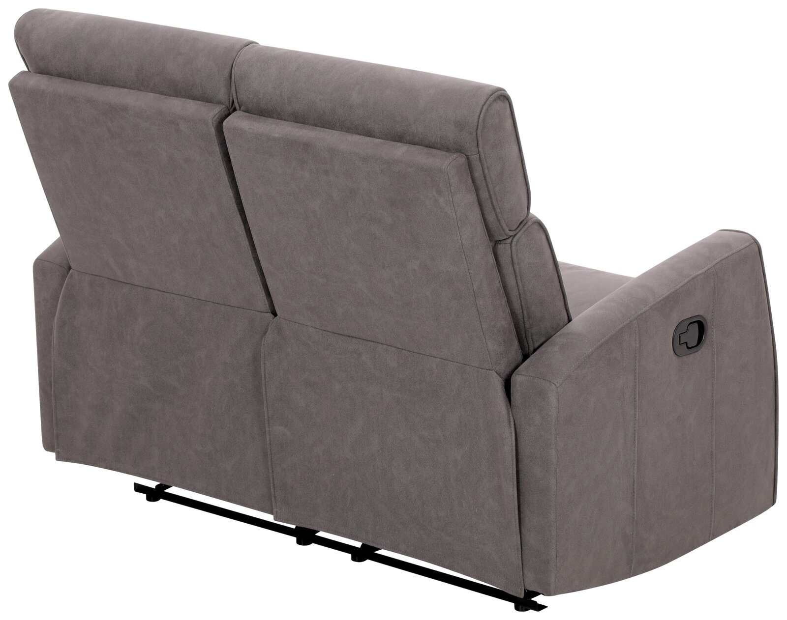 Rückansicht eines grauen 2-Sitzer Sofas mit verstellbaren Rückenlehnen.