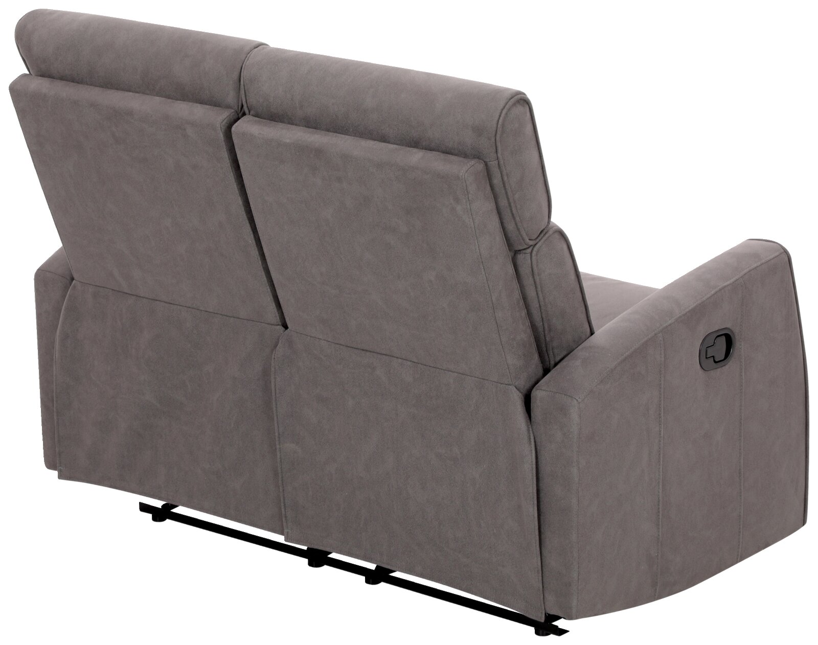 Rückansicht eines grauen 2-Sitzer Sofas mit verstellbaren Rückenlehnen.