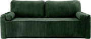 Grünes Schlafsofa mit geripptem Stoffbezug, Frontalansicht