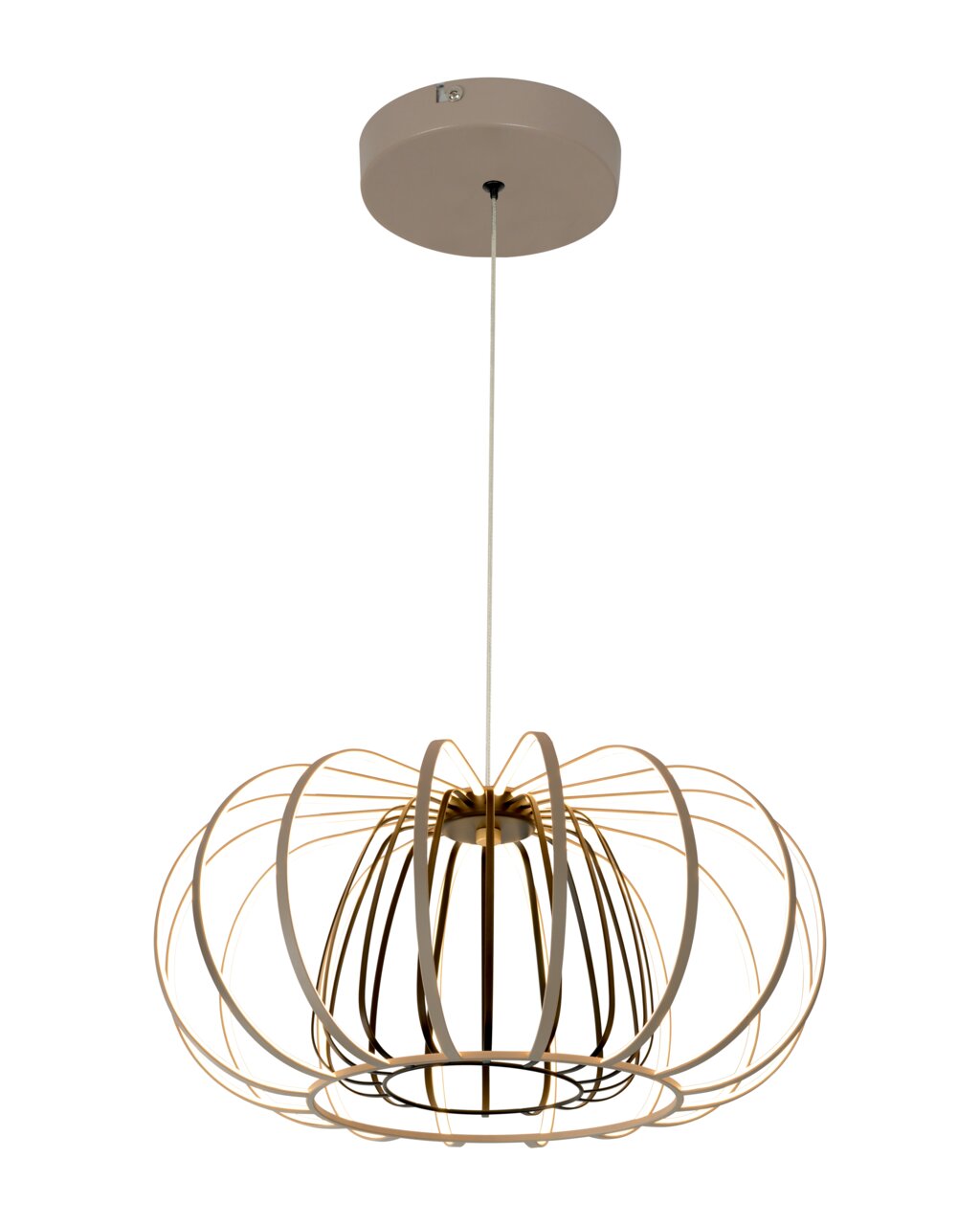 WOFI Leuchten Pendelleuchte MIXED Moderne Pendelleuchte mit elegantem, offenen Design aus Metallstreben, seitliche Perspektive