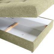 Grüne Ottomane mit Stauraum, geöffnete Perspektive von oben